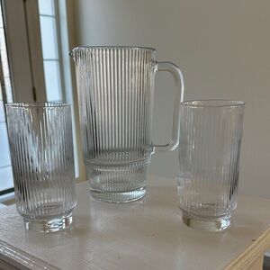 Elegant Clear Glass Pitcher and Tumbler Set